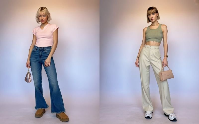 Comparison of 2000s high school fashion versus modern Y2K outfit styling