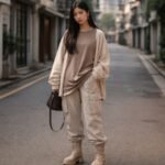 acubi style outfit in urban street neutral layered fashion
