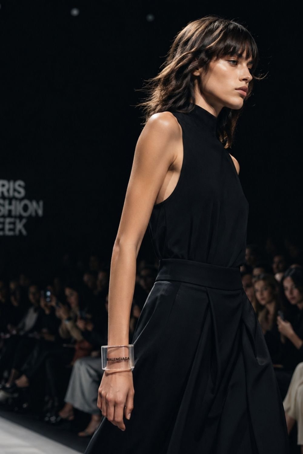 Balenciaga tape bracelet runway Paris Fashion Week model
