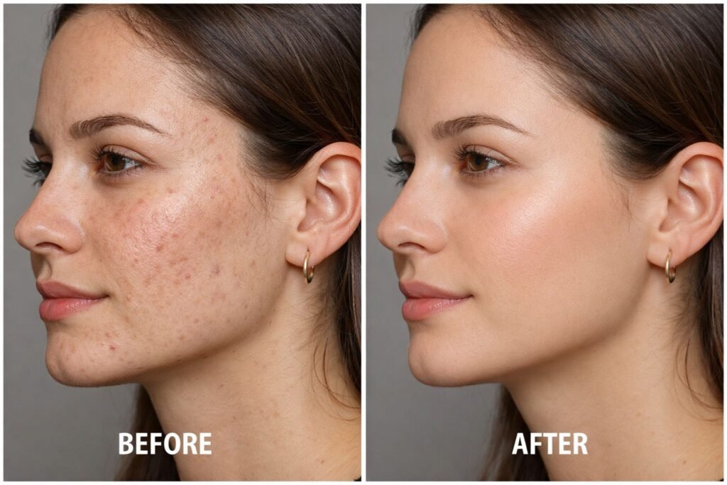 microneedling before and after results acne scars improvement