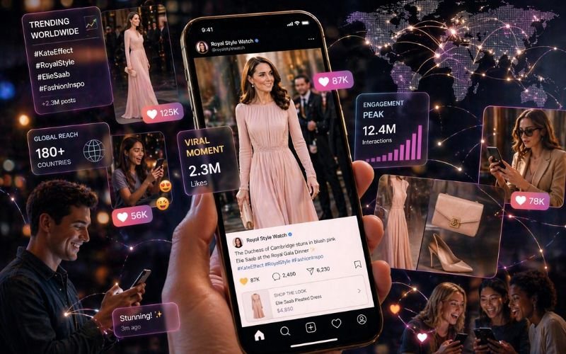 Social media platforms spreading celebrity fashion trends globally
