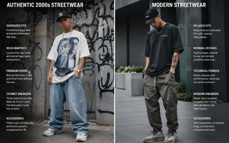 2000s fashion compared with modern streetwear