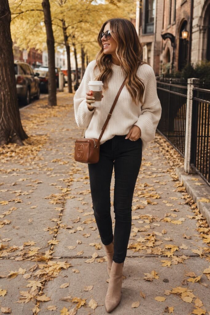 Casual fall outfit styled with Dolce Vita Linny H2O ankle boots