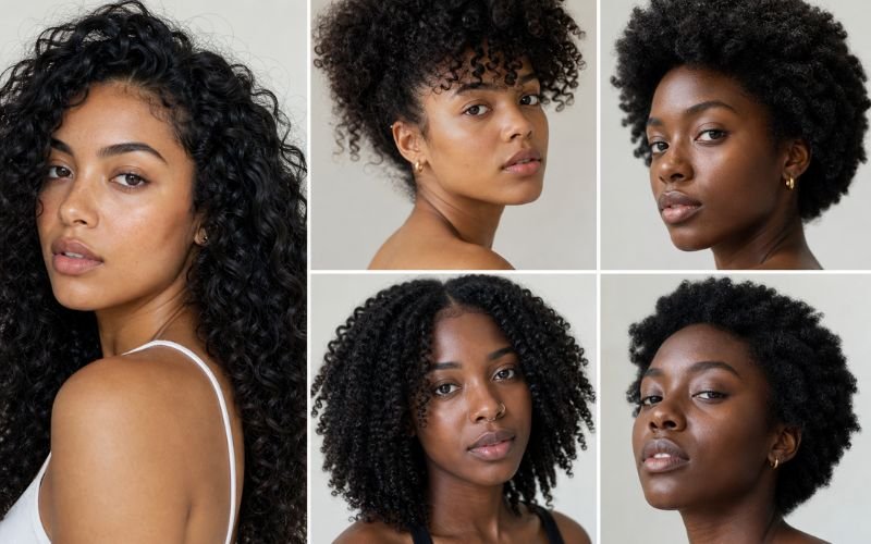 black hair textures curly coily kinky types
