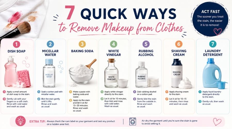 Infographic of 7 makeup removal methods