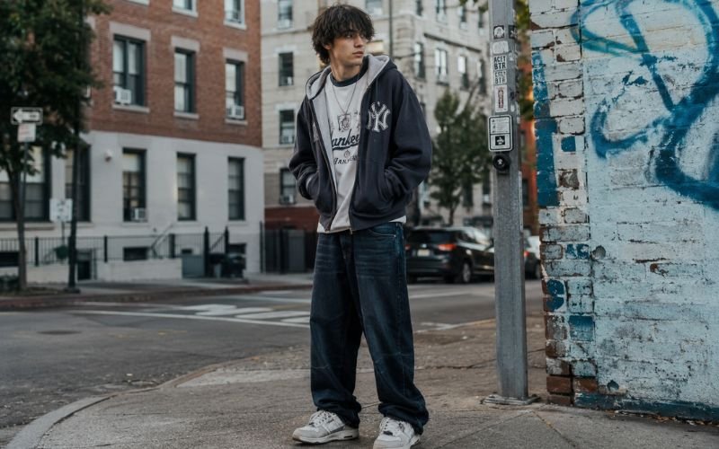 Modern Y2K streetwear inspired by 2000s men’s fashion