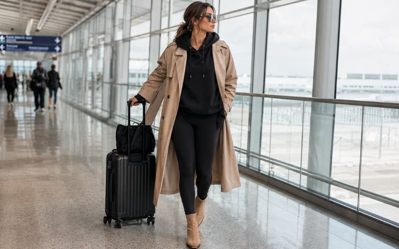Travel outfit styled with Dolce Vita Linny H2O ankle boots
