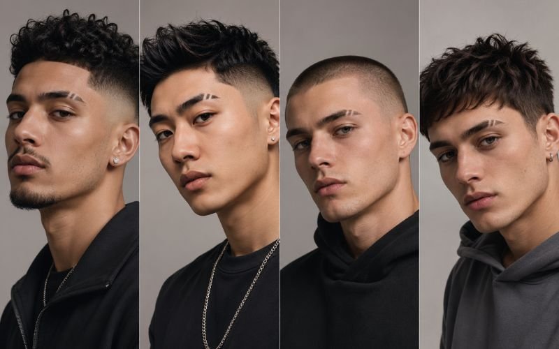 Eyebrow slit styles for men with different haircuts